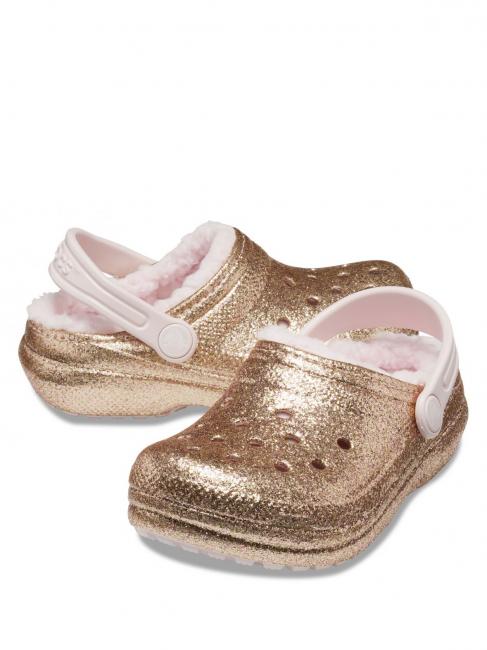 CLASSIC LINED GLITTER KIDS Padded sabot gold / barely pink - Baby Shoes