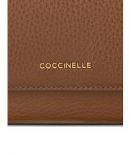COCCINELLE METALLIC SOFT Hammered leather bifold wallet BRULE - Women&rsquo;s Wallets - 3