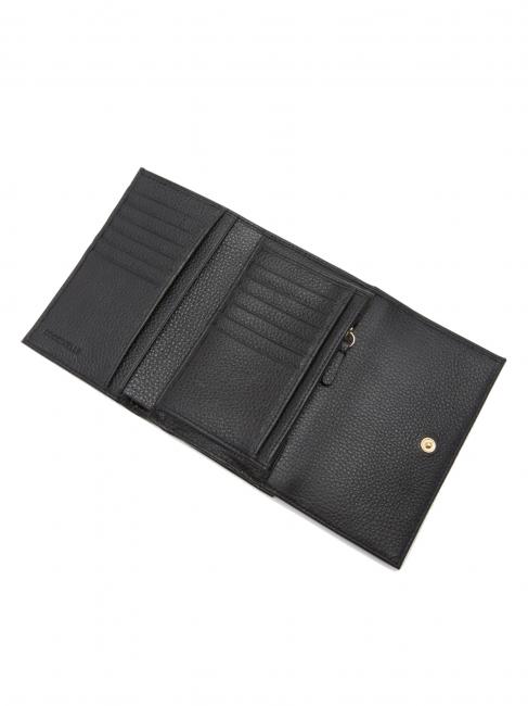 METALLIC SOFT Hammered leather bifold wallet Black - Women’s Wallets