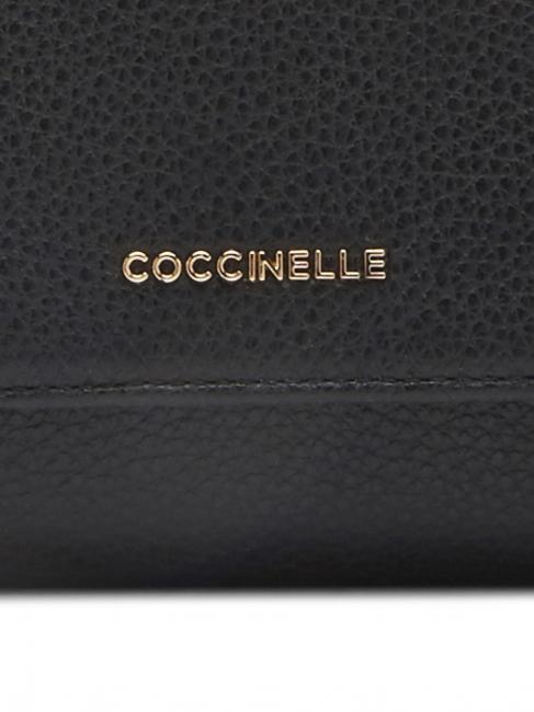 METALLIC SOFT Hammered leather bifold wallet Black - Women’s Wallets