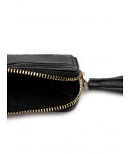 COCCINELLE TASSEL Card holder with zip in hammered leather Black - Women’s Wallets - 3