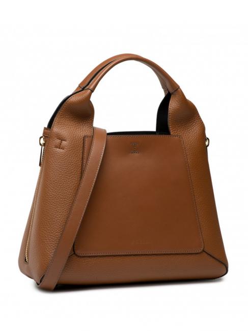 GILDA Roma and st eracle calfskin tote bag cognac / black - Women&rsquo;s Bags