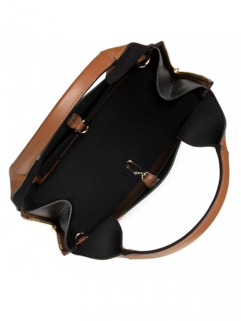 GILDA Roma and st eracle calfskin tote bag cognac / black - Women&rsquo;s Bags