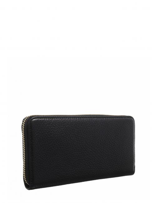METALLIC SOFT Wallet in textured leather Black - Women’s Wallets