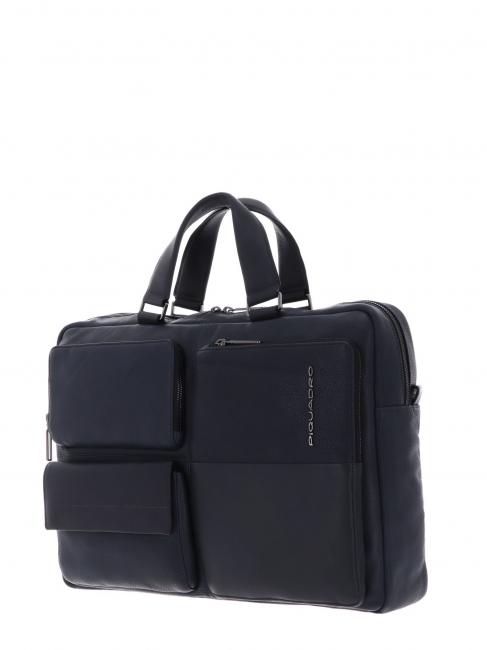 RONNIE 15.6 "laptop briefcase, in leather blue - Work Briefcases