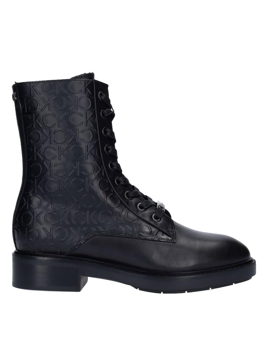 Calvin Klein Combat Boot Leather Lace-Up Ankle Boots Black - Buy At Outlet  Prices!