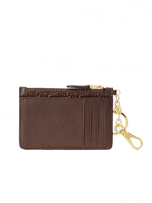 LOGO EMBOSSED Leather card holder with key ring chestnut brown2 - Women&rsquo;s Wallets