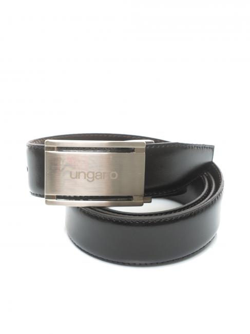 Cintura doubleface in pelle con placca, can be shortened to measure black / dark brown - Belts