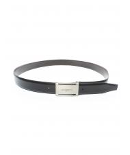 UNGARO Cintura doubleface in pelle con placca, can be shortened to measure black / dark brown - Belts - 3
