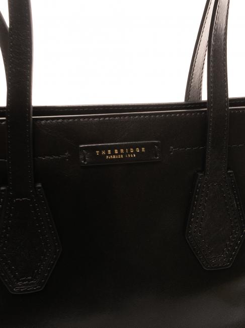 GIOVANNA Medium shopping bag in leather Black Gold - Women&rsquo;s Bags