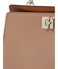 FURLA 1927 Top handle shopping bag greige + black + cognac h - Women’s Bags - 4