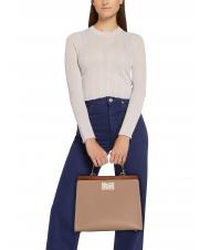 FURLA 1927 Top handle shopping bag greige + black + cognac h - Women’s Bags - 6