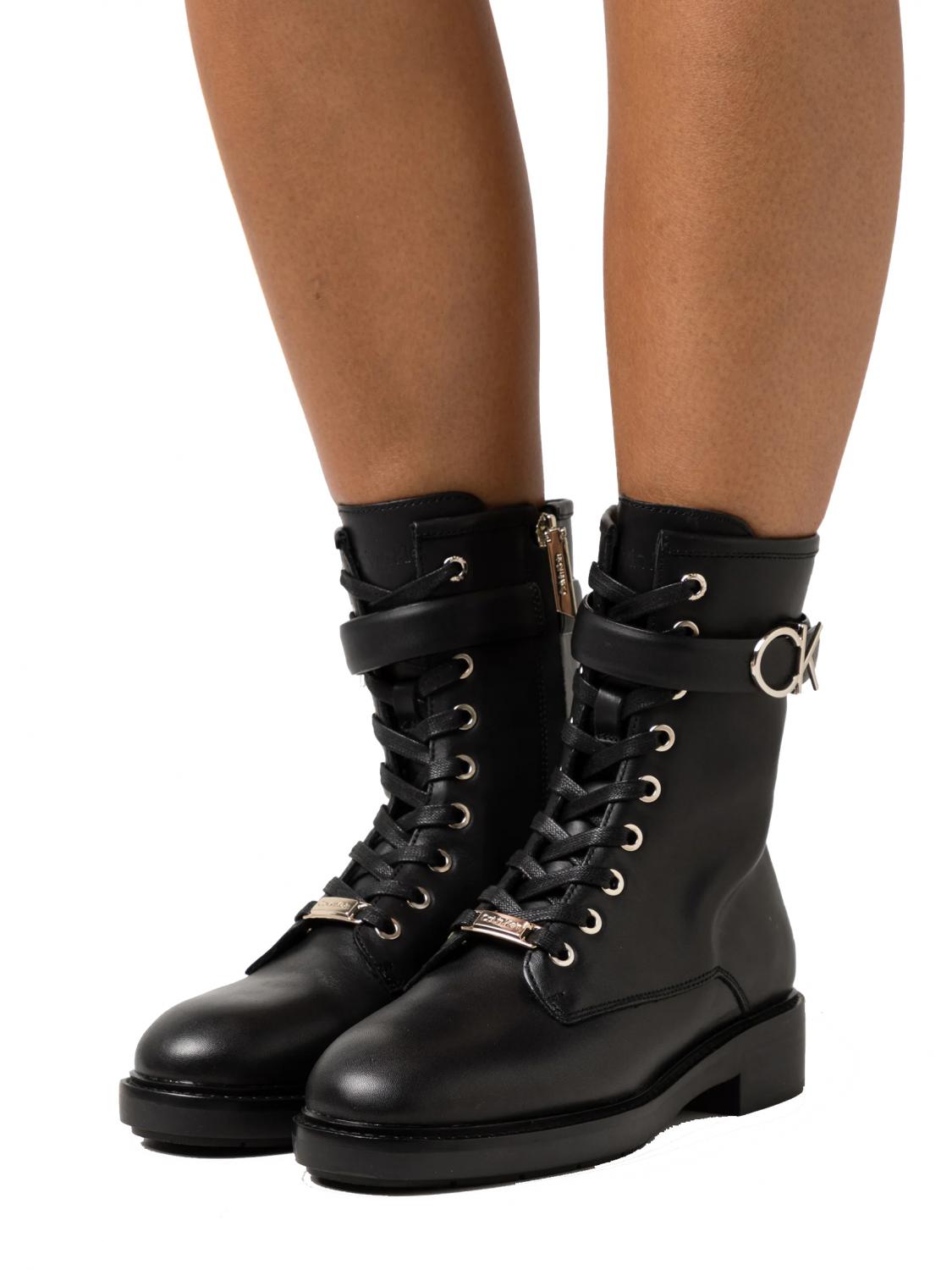 Calvin Klein Rubber Sole Combat Leather Ankle Boots Black - Buy At Outlet  Prices!