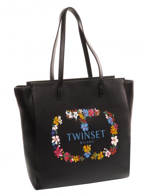 LOGO OVAL T FLOREALE Shopping bag black / oval t flower - Women&rsquo;s Bags