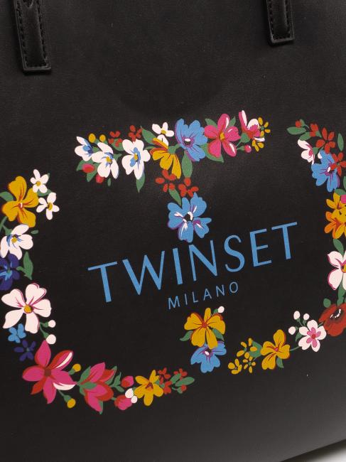 LOGO OVAL T FLOREALE Shopping bag black / oval t flower - Women&rsquo;s Bags