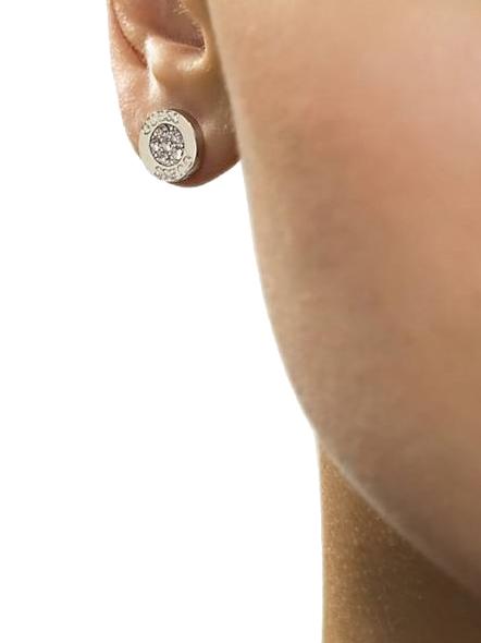 BUTTON LOGO AND CRYSTAL STUDS Earrings SILVER - Earrings