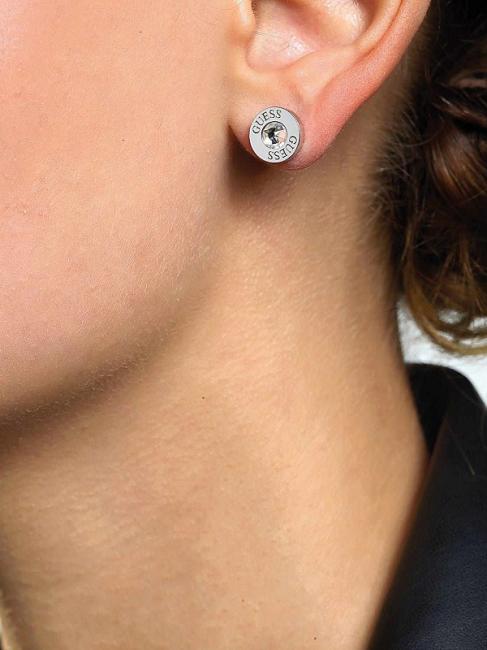 CLEAR CRYSTAL AND LOGO STUDS Earrings SILVER - Earrings