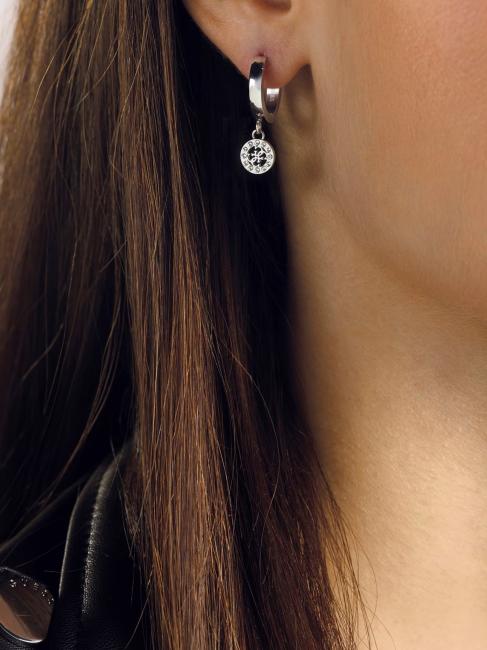 4G CHARM AND CRYSTALS HUGGIES Earrings SILVER - Earrings