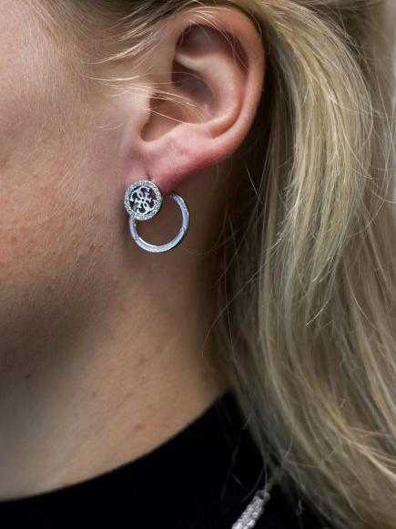 2 CIRCLES PAVE STUD Earrings SILVER - Earrings