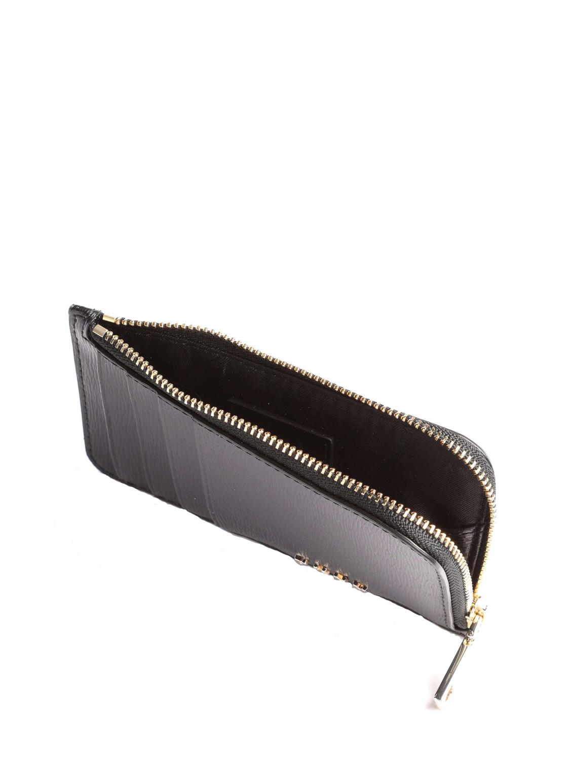 Dkny Bryant Card Holder With Zip In Leather Blk Gold Buy At