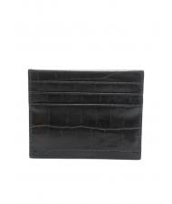 COCCINELLE METALLIC CROCO Croc print leather card holder Black - Women&rsquo;s Wallets - 2