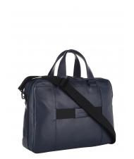 PIQUADRO SETEBOS 15" laptop briefcase, in leather blue - Work Briefcases - 2