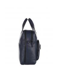 PIQUADRO SETEBOS 15" laptop briefcase, in leather blue - Work Briefcases - 3