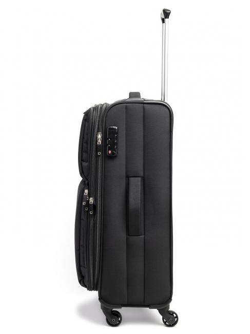 ECO-MOOD Medium size expandable trolley Black - Semi-rigid Trolley Cases
