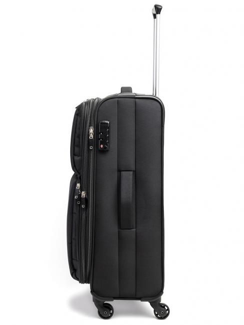 ECO-MOOD Large size expandable trolley Black - Semi-rigid Trolley Cases