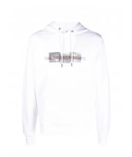 CALVIN KLEIN BOX STRIPED LOGO Hoodie Bright White - Sweatshirts - 4