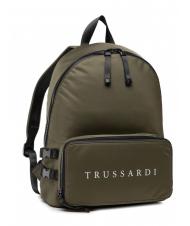 TRUSSARDI SPEEDY LETTERING Nylon backpack, 15.6" pc holder green olive / stone - Laptop backpacks - 2