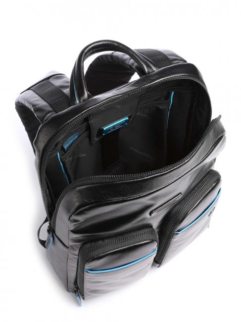 BLUE SQUARE Revamp 14" laptop backpack, in leather Black - Laptop backpacks