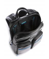 PIQUADRO BLUE SQUARE Revamp 14" laptop backpack, in leather Black - Laptop backpacks - 4