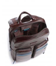 PIQUADRO BLUE SQUARE Revamp 14" laptop backpack, in leather MAHOGANY - Laptop backpacks - 3