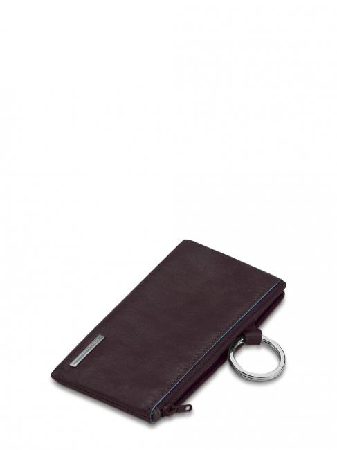 key ring BLUE SQUARE, in leather MAHOGANY - Key holders