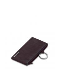 PIQUADRO key ring BLUE SQUARE, in leather MAHOGANY - Key holders - 2