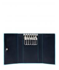 PIQUADRO BLUE SQUARE Leather key case blue - Key holders - 2