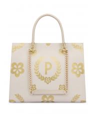 POLLINI HERITAGE  Shopping bag with all over print ivory / brown - Women&rsquo;s Bags - 2