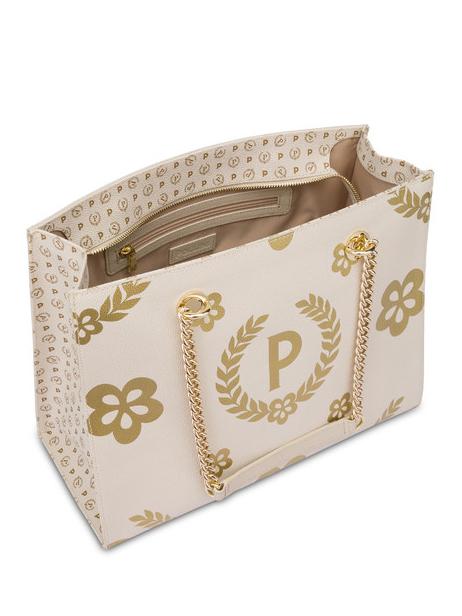 HERITAGE  Shopping bag with all over print ivory / brown - Women&rsquo;s Bags