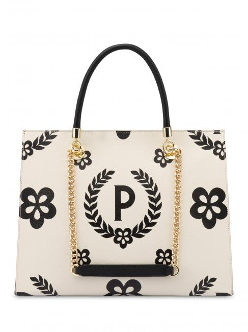 HERITAGE  Shopping bag with all over print Black / Ivory - Women&rsquo;s Bags