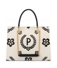 POLLINI HERITAGE  Shopping bag with all over print Black / Ivory - Women&rsquo;s Bags - 2