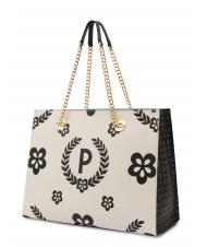 POLLINI HERITAGE  Shopping bag with all over print Black / Ivory - Women&rsquo;s Bags - 3