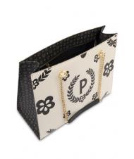 POLLINI HERITAGE  Shopping bag with all over print Black / Ivory - Women&rsquo;s Bags - 4
