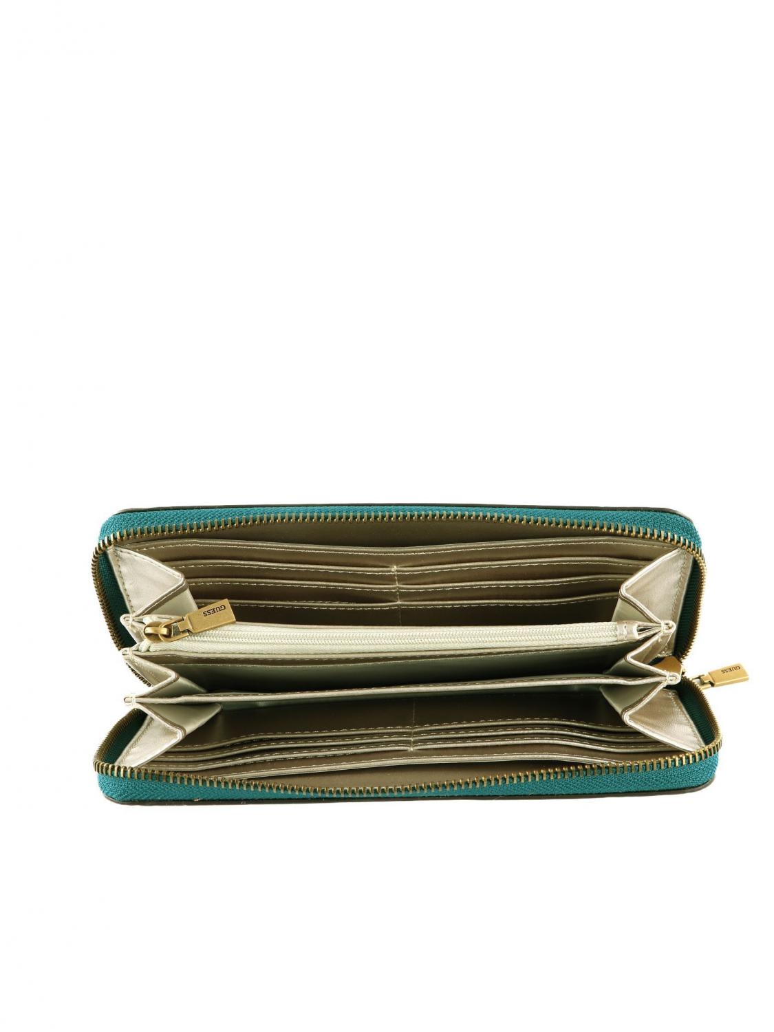 Guess Laurel Large Ziparound Wallet Deep Teal - Buy At Outlet Prices!