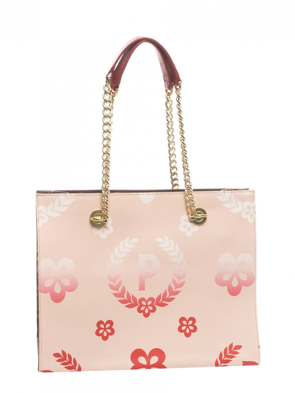 Pollini Heritage Shopping Bag With All Over Print Multicolored Nude Red Buy At Outlet Prices