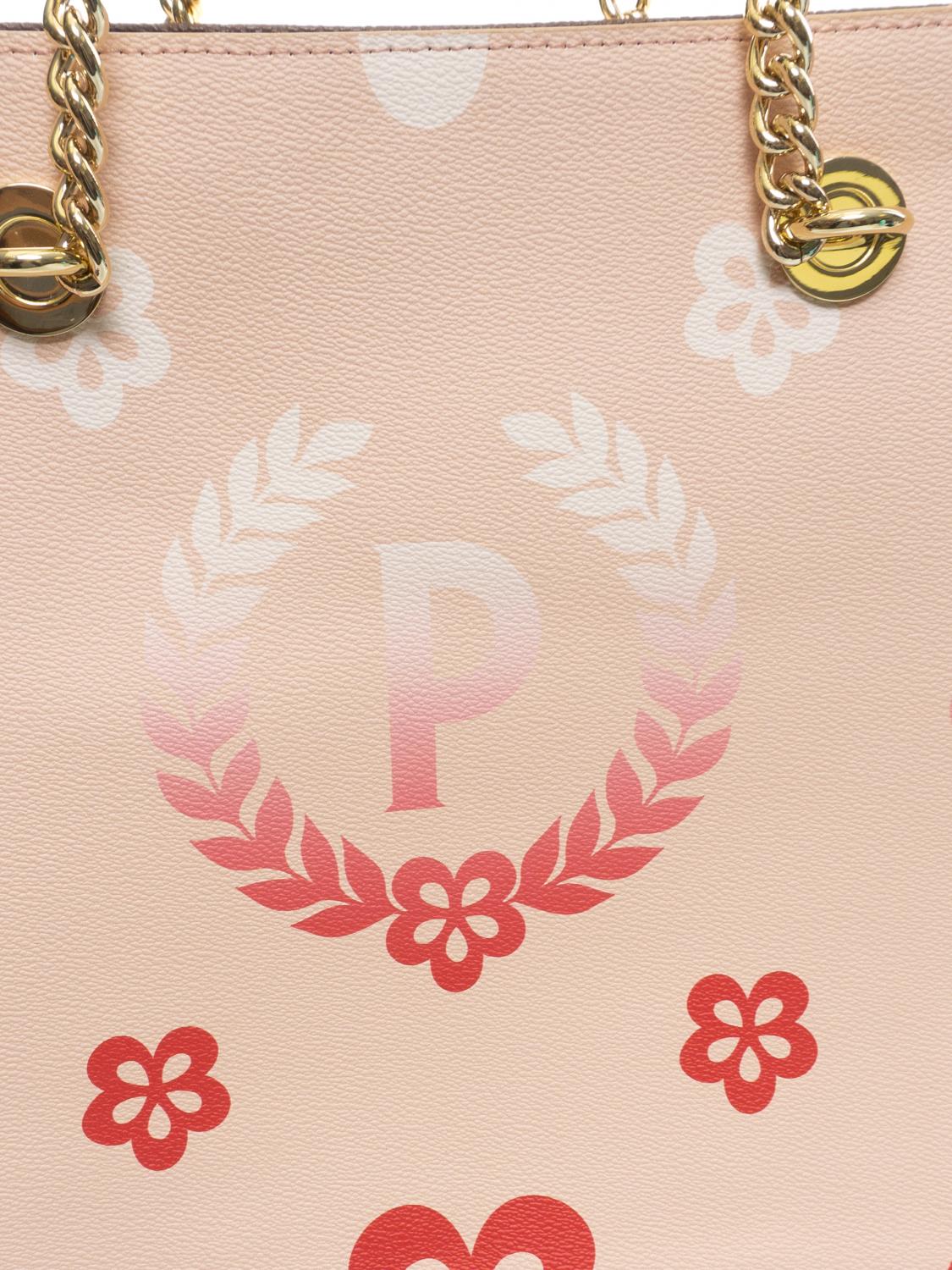 Pollini Heritage Shopping Bag With All Over Print Multicolored