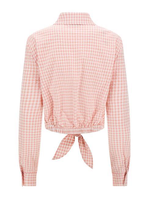FADWA Long sleeve shirt with bow light pink gingham - Shirts