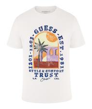GUESS PALM WINDOW Printed T-shirt purwhite - T-shirt - 4