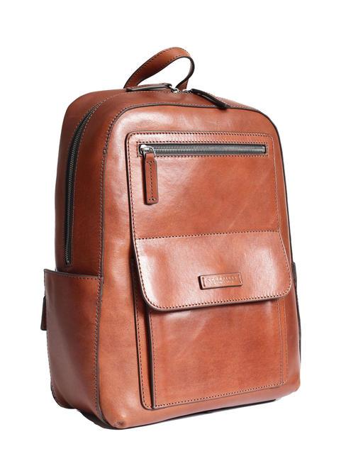 ALBERTO 13" laptop backpack, in leather Brown / Ruthenium - Laptop backpacks