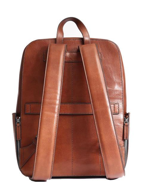 ALBERTO 13" laptop backpack, in leather Brown / Ruthenium - Laptop backpacks
